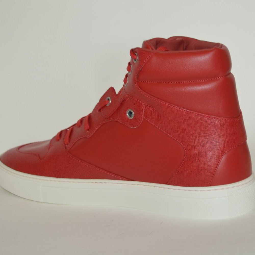 NWT AUTHENTIC BALENCIAGA MENS HITOP LEATHER SNEAKERS US 12 EU 45 - Picture 3 of 10